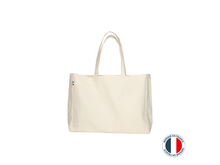 Sac cabas avec soufflet 100  coton bio tissé personnalisable